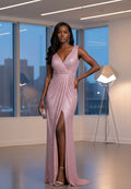 Abendkleid M162 – Prinzessinnen-Silhouette und Beinschlitz in Smaragdgrün – Ansicht 4 | Lamia Mode