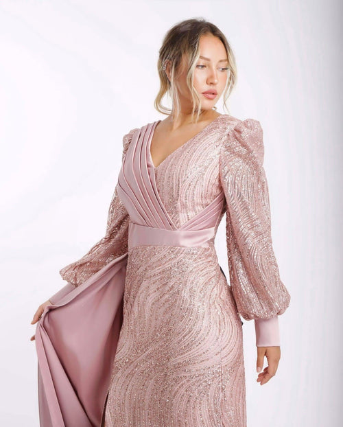 Abendkleid M178 in Dunkelblau – Ansicht 2 | Lamia Mode