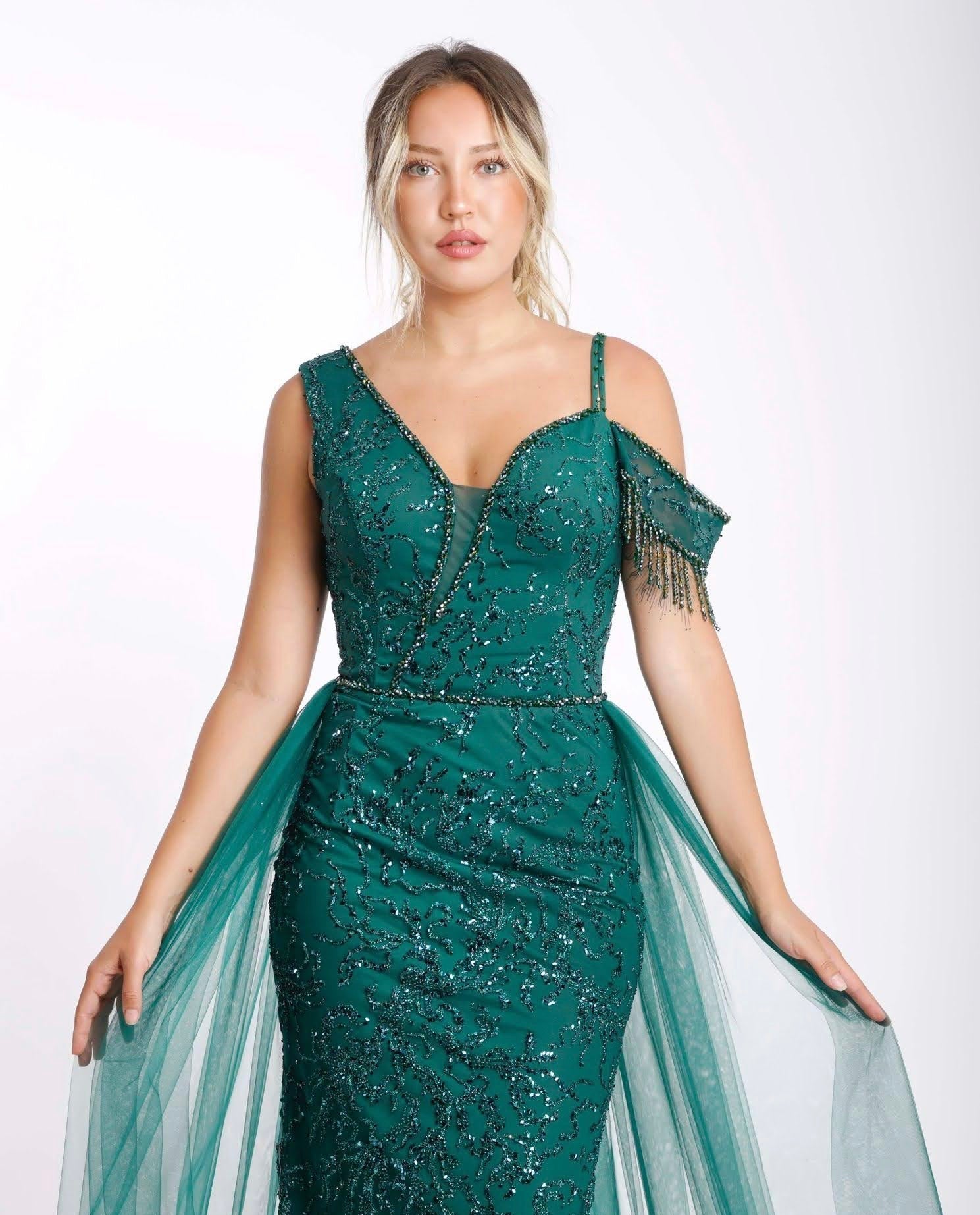 Abendkleid M177 – Tüll und figurbetonte Passform – Ansicht 4 | Lamia Mode