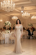 Elegantes Abendkleid mit Glitzerbesatz&Off-Shoulder – C4936 in Gold – Ansicht 1 | Lamia Mode