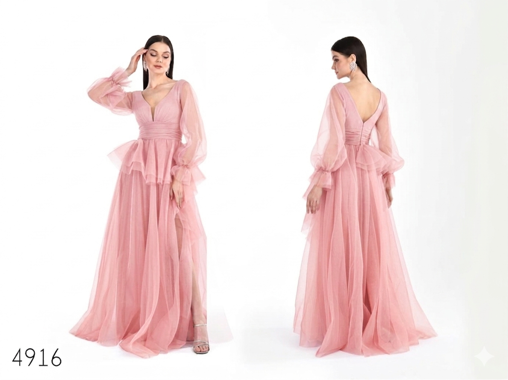 Abendkleid C4916 in Puder – Lamia Braut & Abendmode