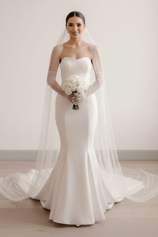Brautkleid Eleganz – figurbetonte Passform und Schleppe – Ansicht 2 | Lamia Mode