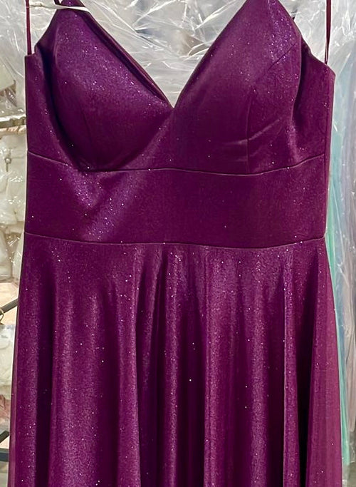 Abendkleid M165 – A-Linie in Pflaume – Ansicht 2 | Lamia Mode