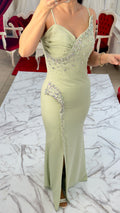 Elegantes figurbetontes Abendkleid mit Strassdetails c2143 in Blau – Ansicht 4 | Lamia Mode