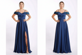 Abendkleid M176 – Satin in Dunkelblau – Ansicht 2 | Lamia Mode