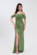 Glamouröses Pailletten-Abendkleid C2144 in gruen – Ansicht 3 | Lamia Mode