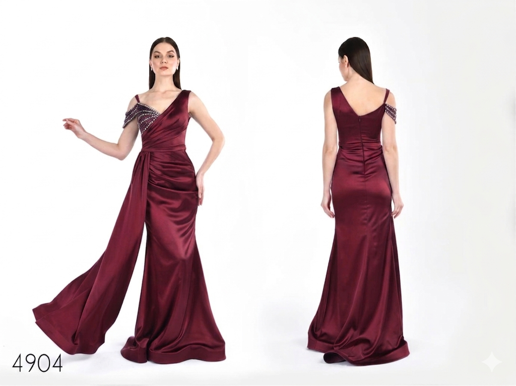 Abendkleid C4904 in Bordeaux – Lamia Braut & Abendmode