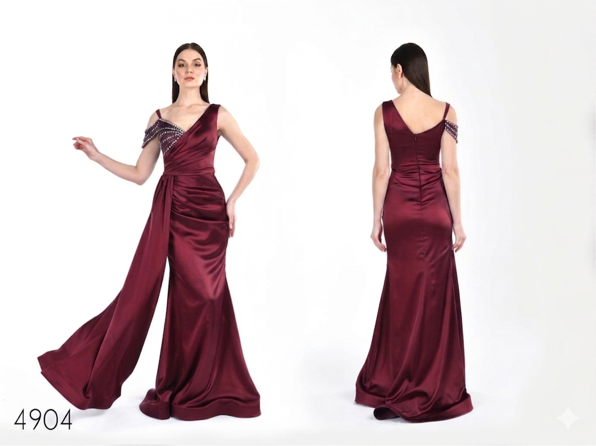 Abendkleid C4904 in Bordeaux – Lamia Braut & Abendmode