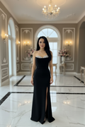 Elegantes Abendkleid mit Corsagenoptik&Glitzerbesatz – C4952 in Blau – Ansicht 5 | Lamia Mode