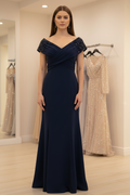 Abendkleid C6153 in Marineblau – Lamia Braut & Abendmode