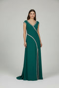 Elegantes Abendkleid aus Kreppstoff C5990 in gruen-3 – Ansicht 1 | Lamia Mode