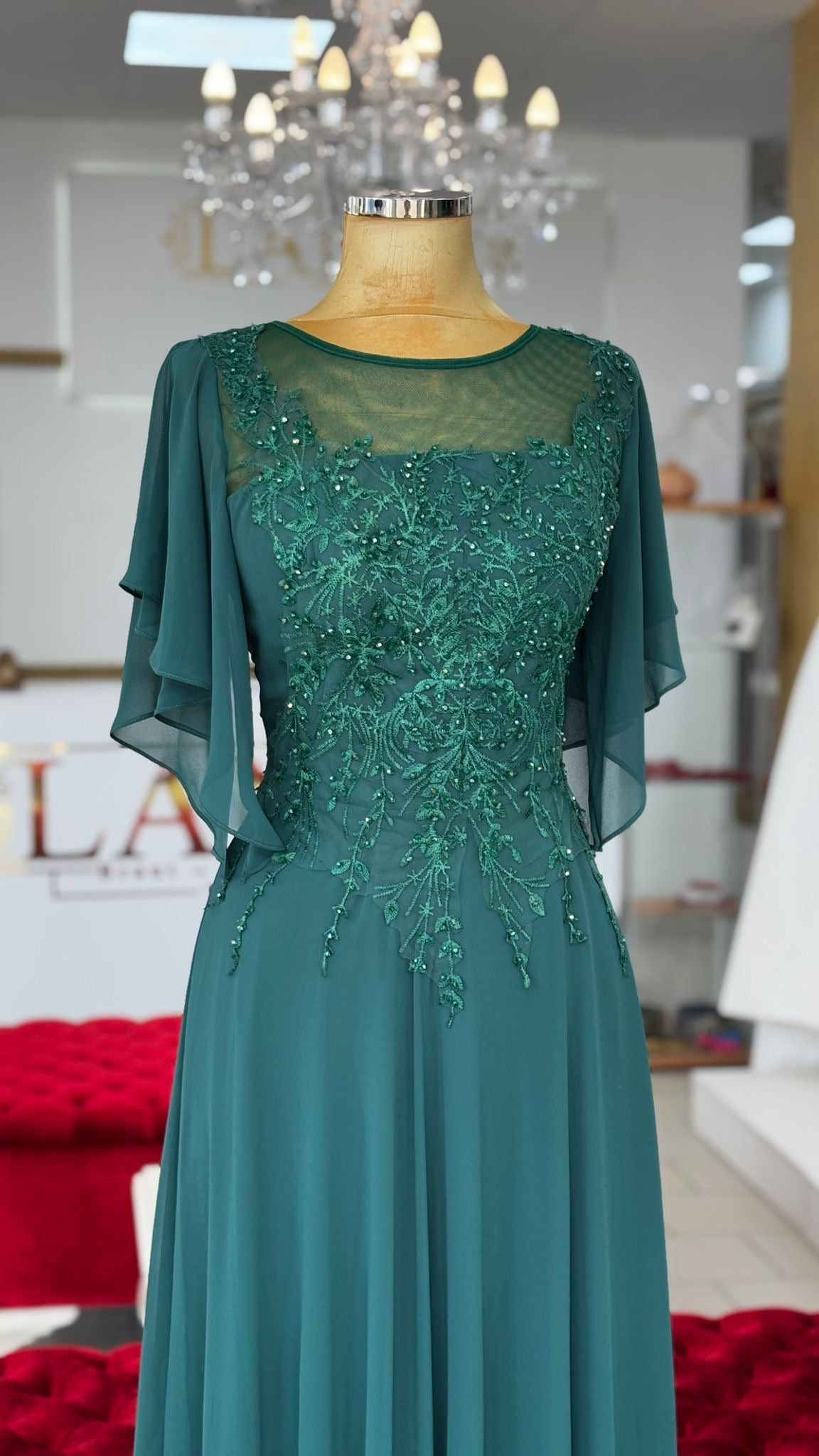 Abendkleid Fk636 in gruen-2 – Ansicht 3 | Lamia Mode