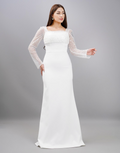 Standesamtkleid mit Perlenärmeln – Modell M361 in Weiß – Ansicht 1 | Lamia Mode