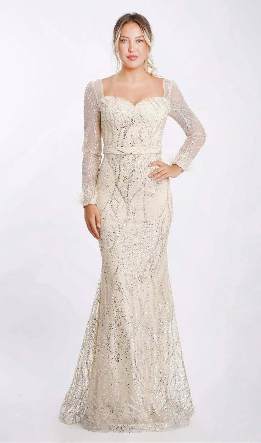 Abendkleid M173 – figurbetonte Passform in Dunkelblau – Ansicht 1 | Lamia Mode
