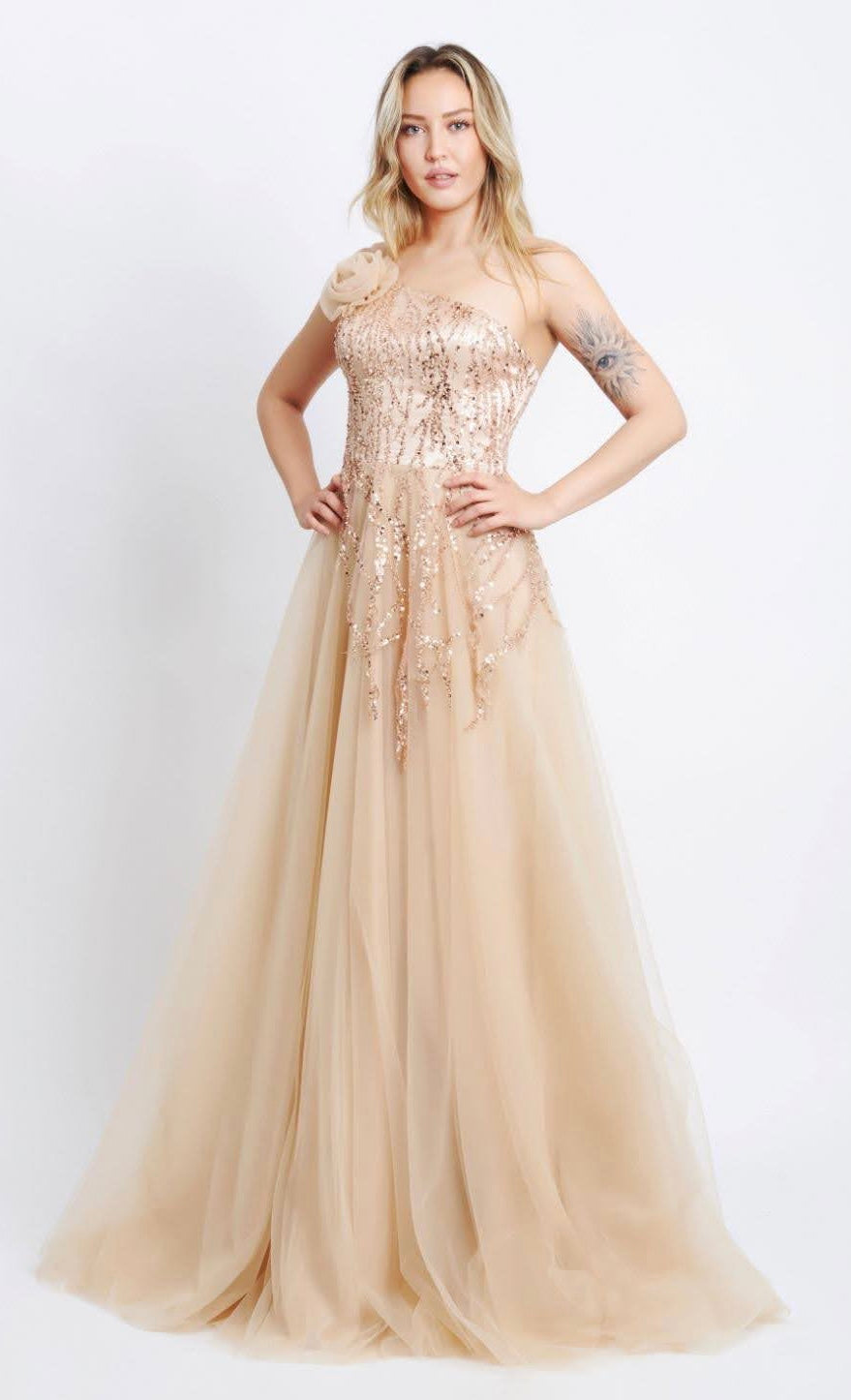Ballkleid M172 – Corsagen-Oberteil in Gold – Ansicht 1 | Lamia Mode