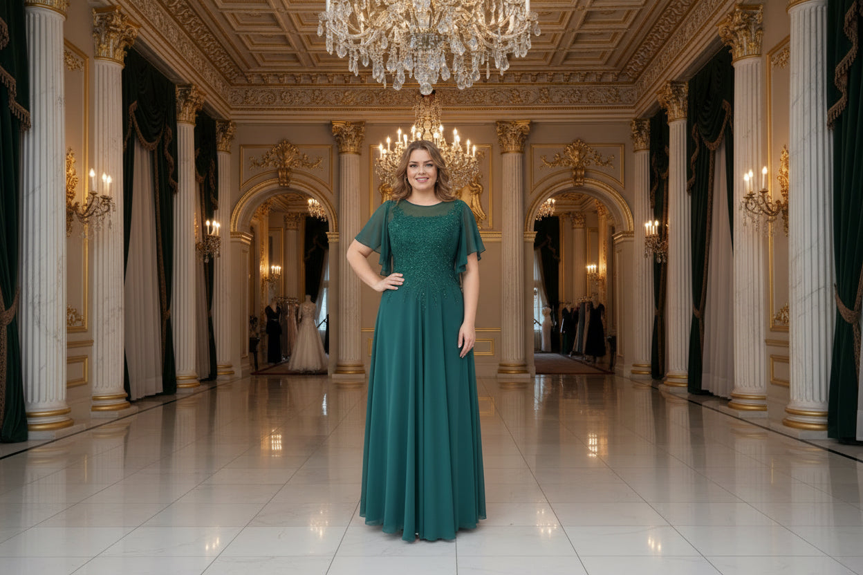 Abendkleid Fk636 in gruen-2 – Ansicht 2 | Lamia Mode