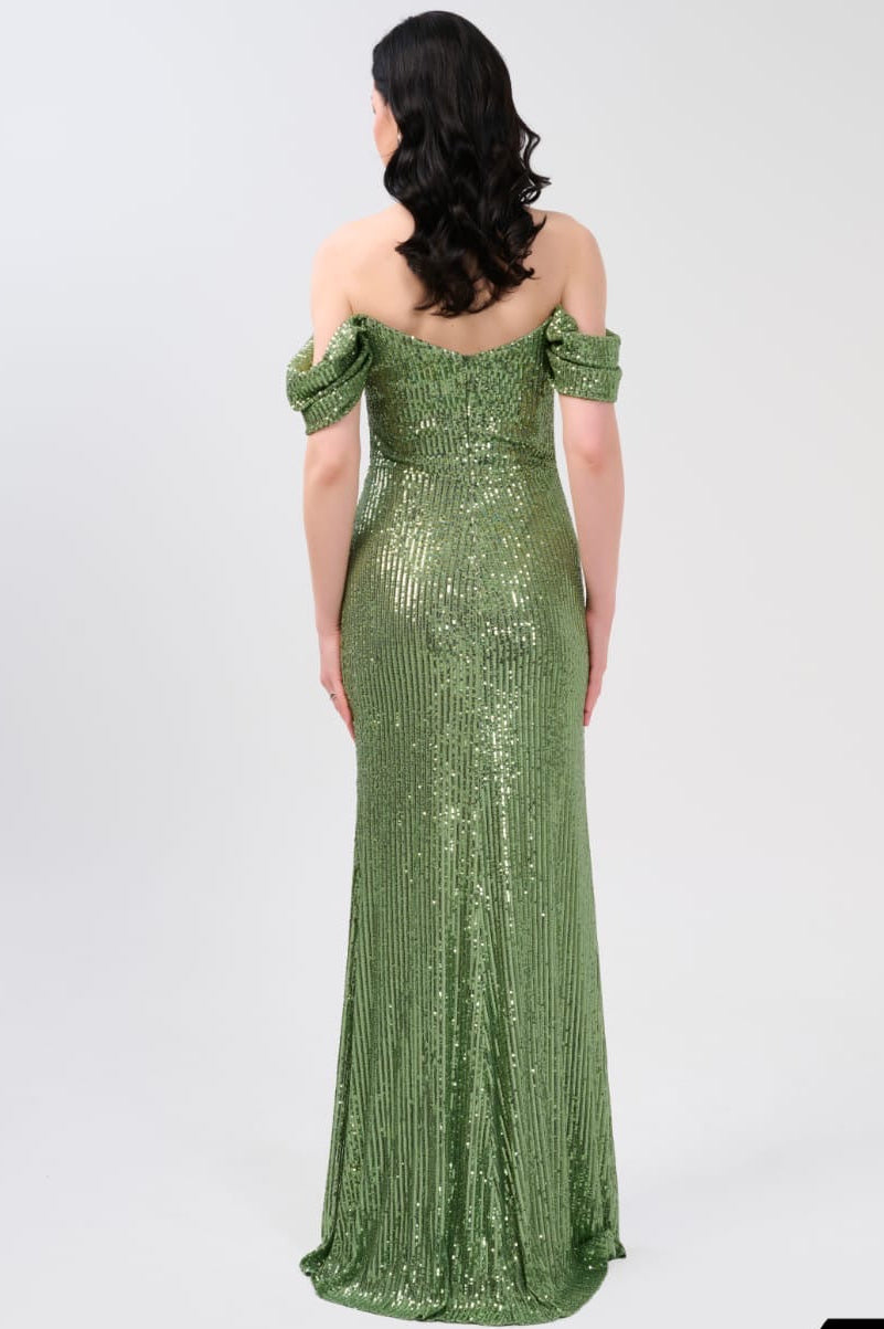 Glamouröses Pailletten-Abendkleid C2144 in gold-1 – Ansicht 4 | Lamia Mode