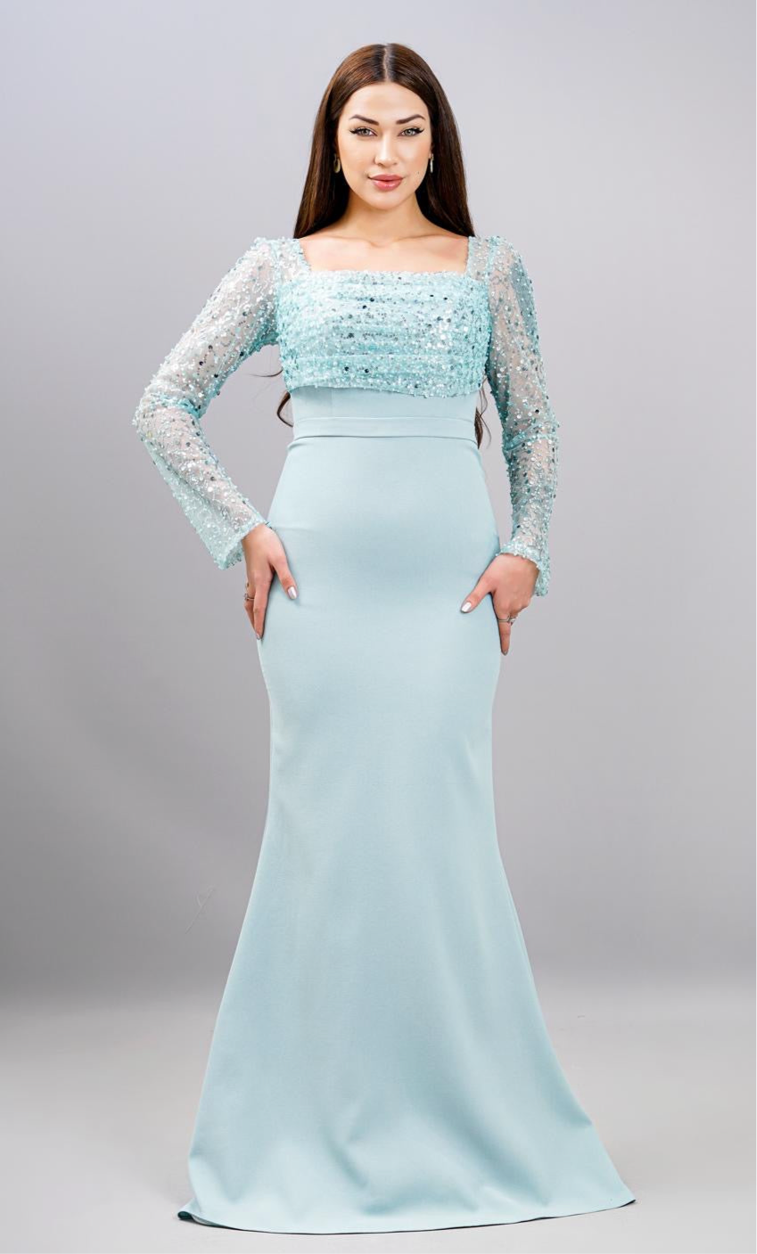 Abendkleid mit Perlenärmeln – Modell M361 in Schwarz – Ansicht 4 | Lamia Mode