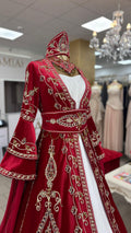 Kaftan „Destan“ – Luxus Bindallı Set in Rot (4-teilig) mit Goldstickerei in Rot – Ansicht 2 | Lamia Mode
