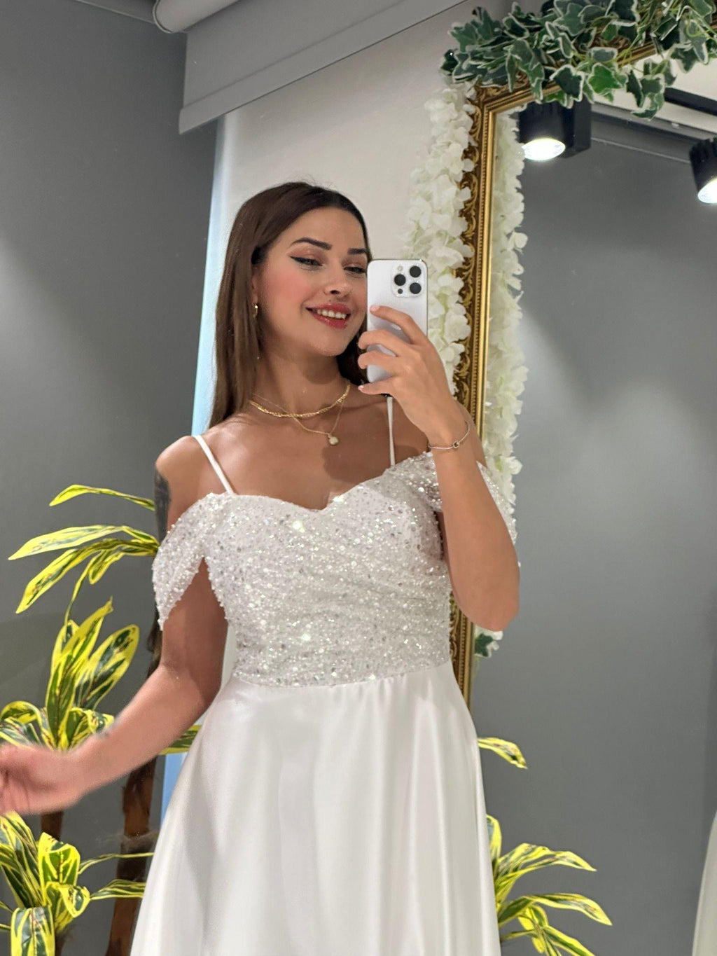 Standesamt Kleid M257 in weiss – Ansicht 2 | Lamia Mode