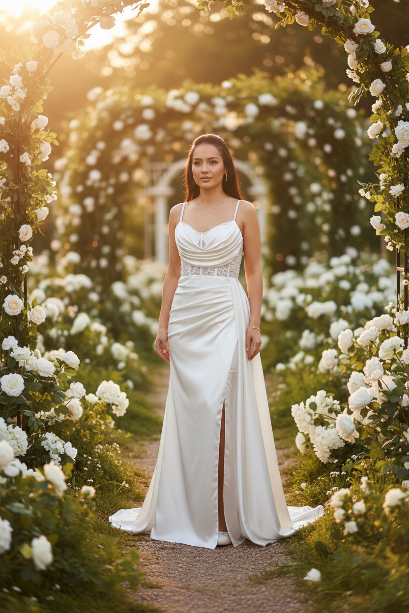 Standesamtkleid MD6019 in weiss-5 – Ansicht 1 | Lamia Mode