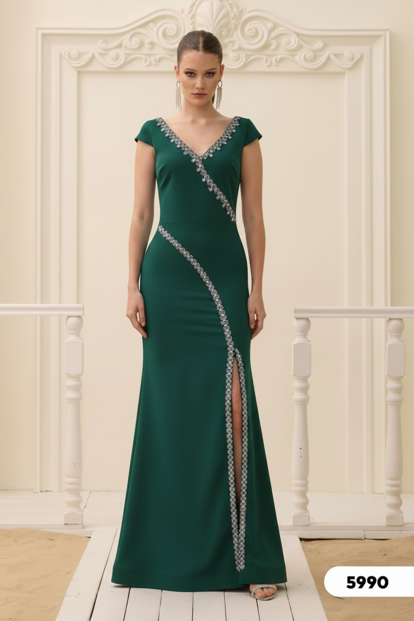 Abendkleid C5990 in Smaragdgrün – Lamia Braut & Abendmode