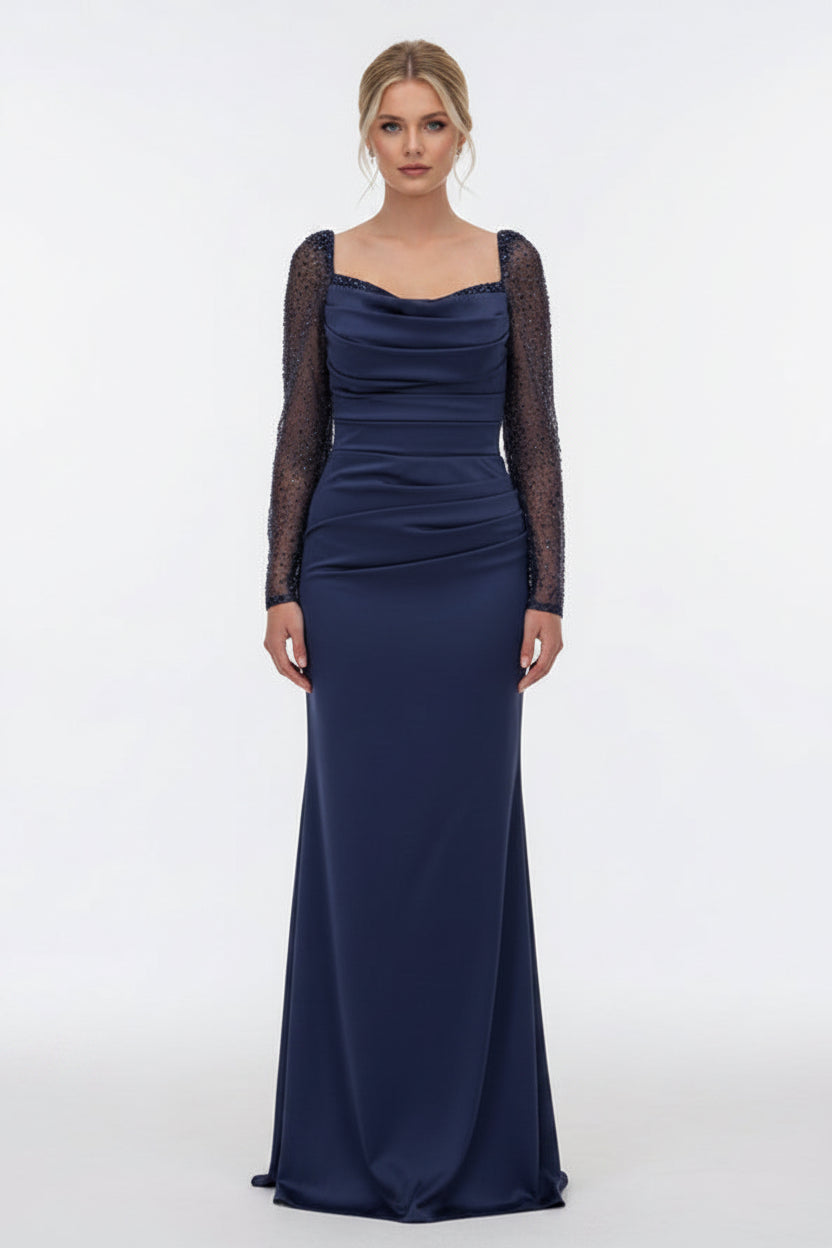 Abendkleid MD8140 in Dunkelblau – Ansicht 2 | Lamia Mode