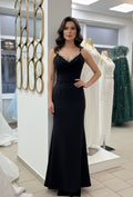 Elegantes Abendkleid mit Strass-V-Ausschnitt C2146 in blau – Ansicht 4 | Lamia Mode