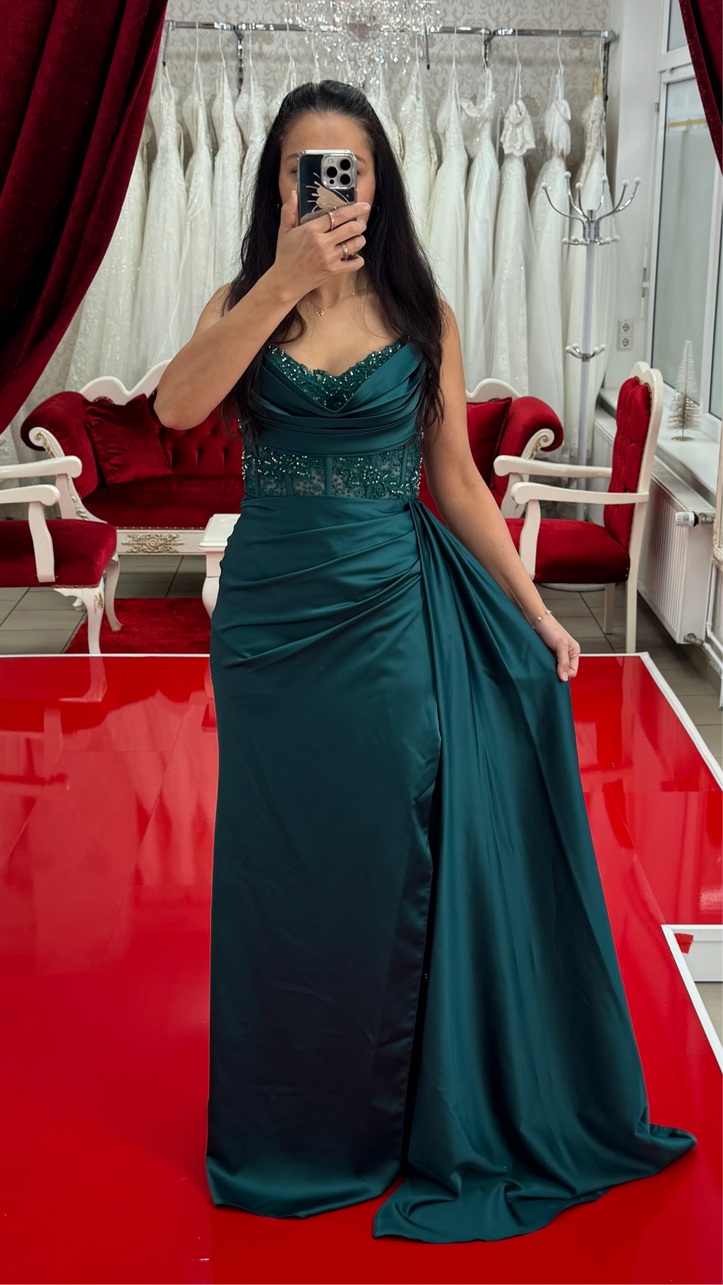 Abendkleid MD6019 in smaragdgrun – Ansicht 4 | Lamia Mode