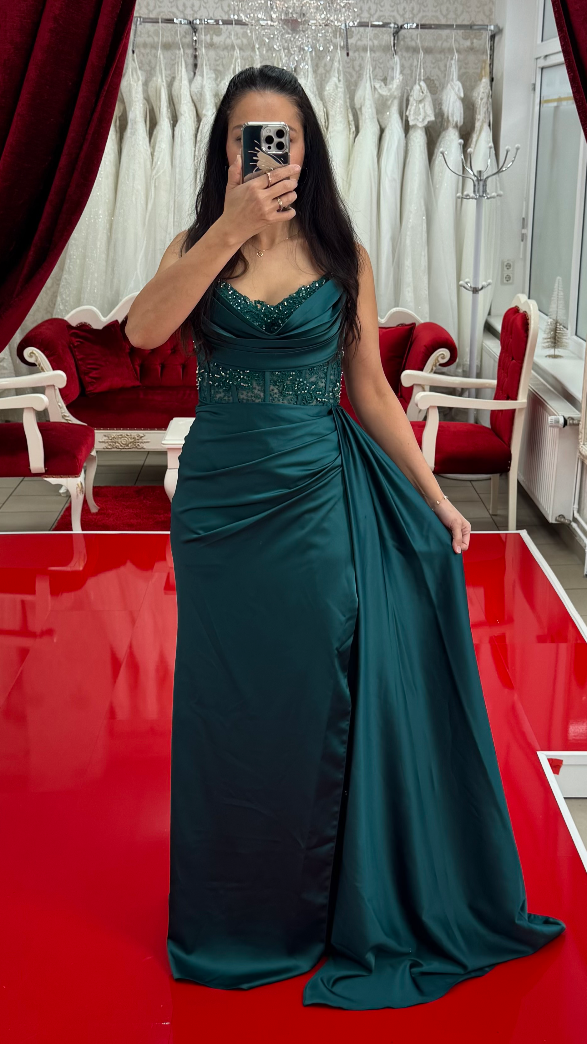 Abendkleid MD6019 in smaragdgrun – Ansicht 4 | Lamia Mode