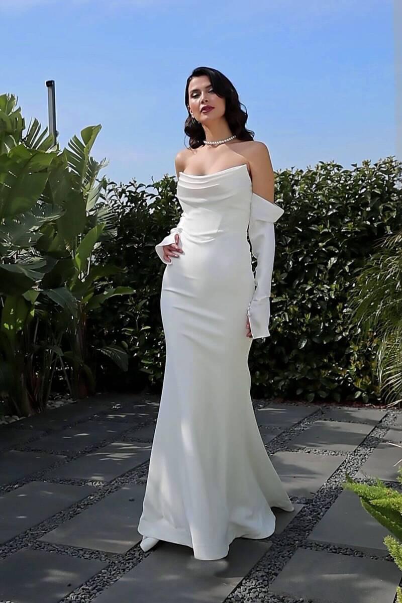 Standesamt Kleid L2100 in weiss-6 – Ansicht 2 | Lamia Mode
