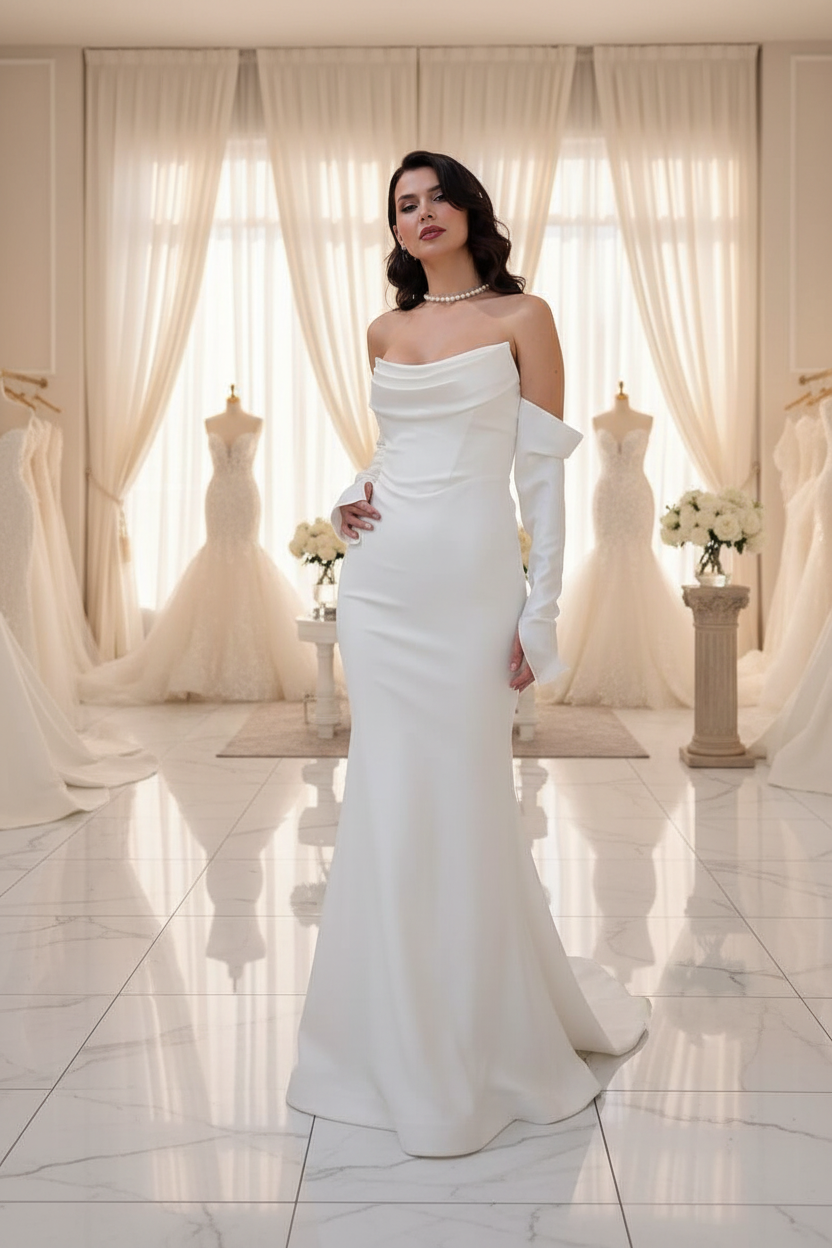 Standesamt Kleid L2100 in weiss-6 – Ansicht 1 | Lamia Mode