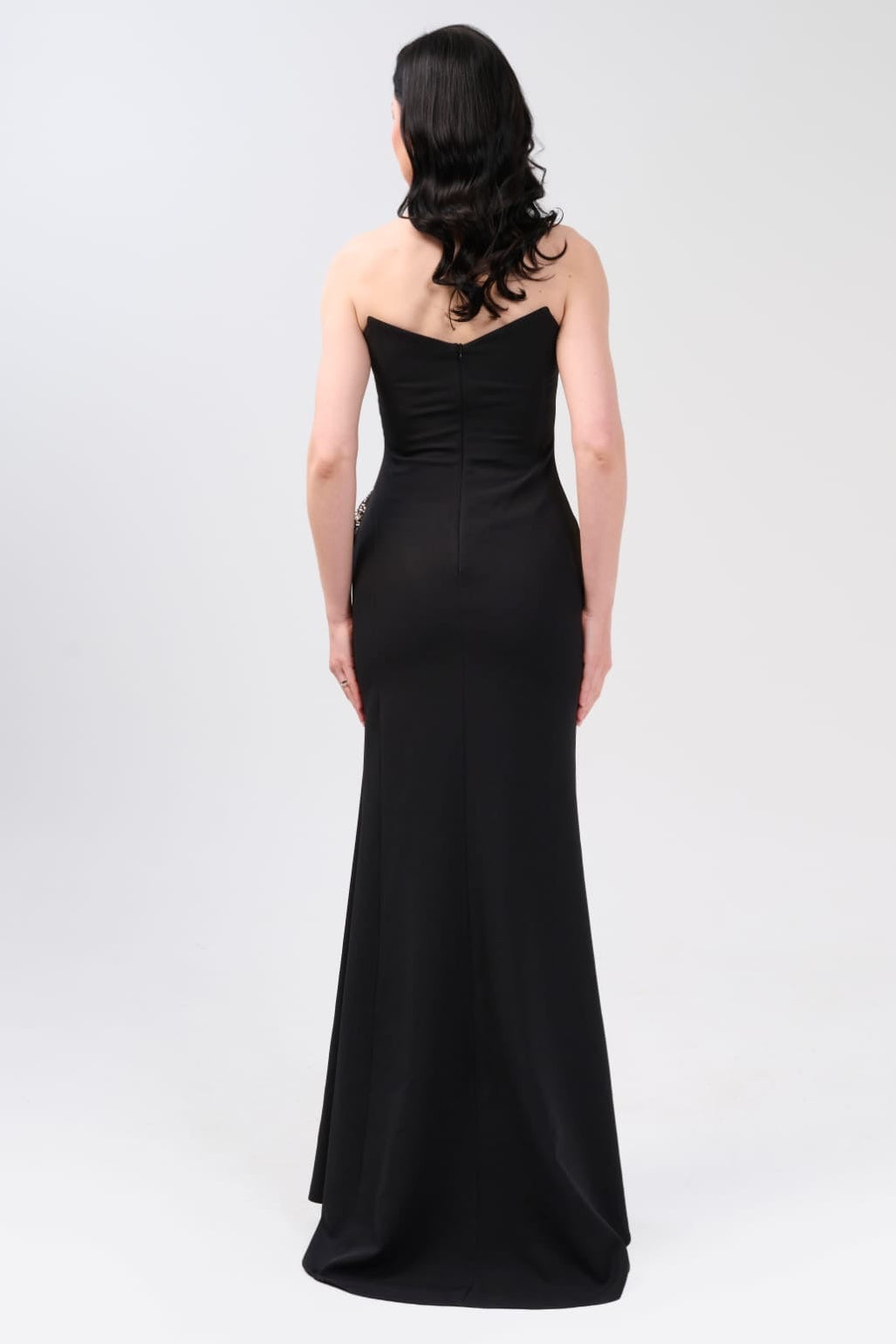 Elegantes figurbetontes Abendkleid mit Strassdetails c2143 in Babyblau – Ansicht 2 | Lamia Mode