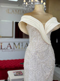 Elegantes Abendkleid mit Perlenstickerei – Modell C2130 in Mocca – Ansicht 9 | Lamia Mode