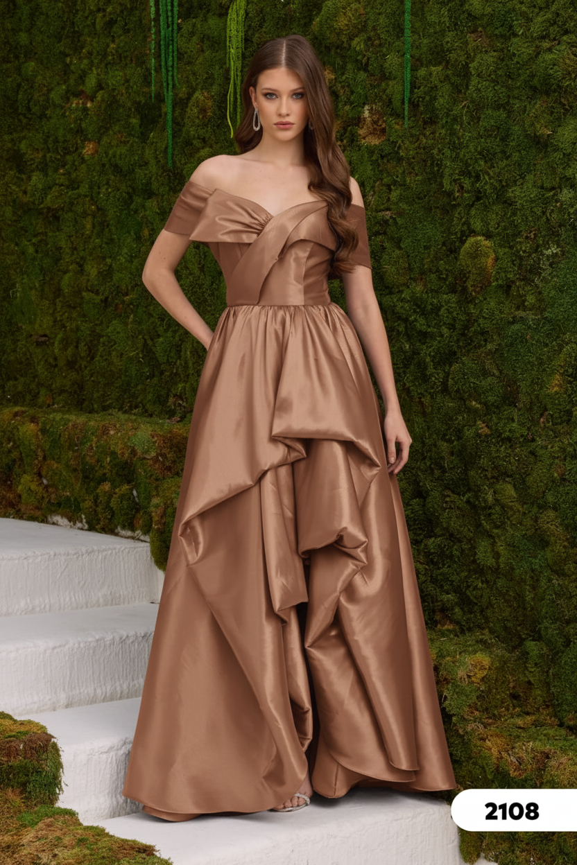 Abendkleid C2108 in Cappuccino – Lamia Braut & Abendmode
