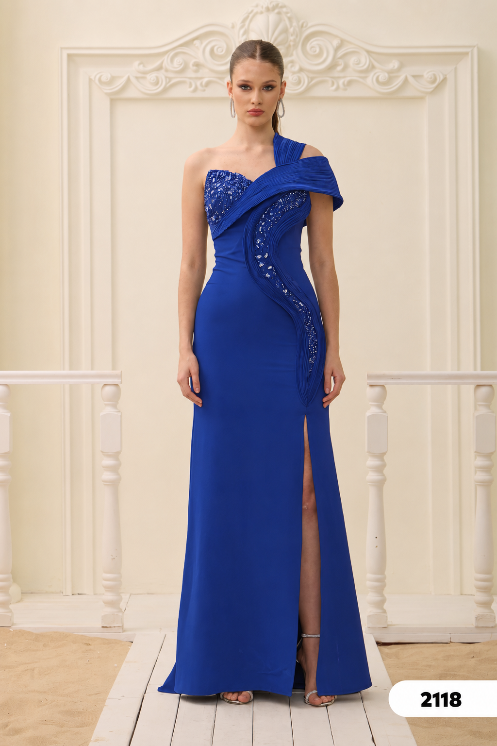 Abendkleid C2118 in Khaki – Lamia Braut & Abendmode