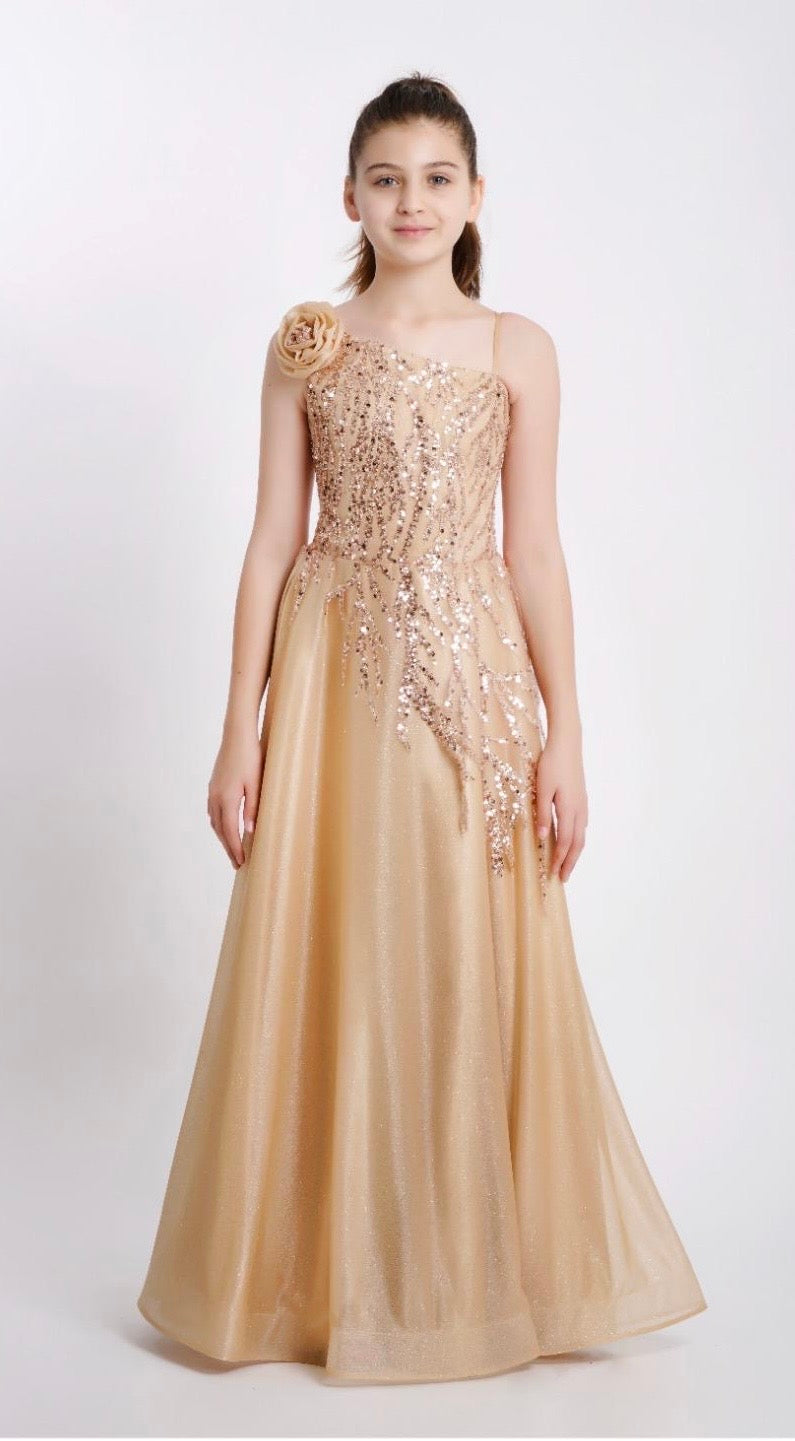 Abendkleid Mädchen M5775 – Tüll in Puder – Ansicht 2 | Lamia Mode