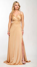 Abendkleid M225 – fließende Silhouette in Pistazie – Ansicht 2 | Lamia Mode