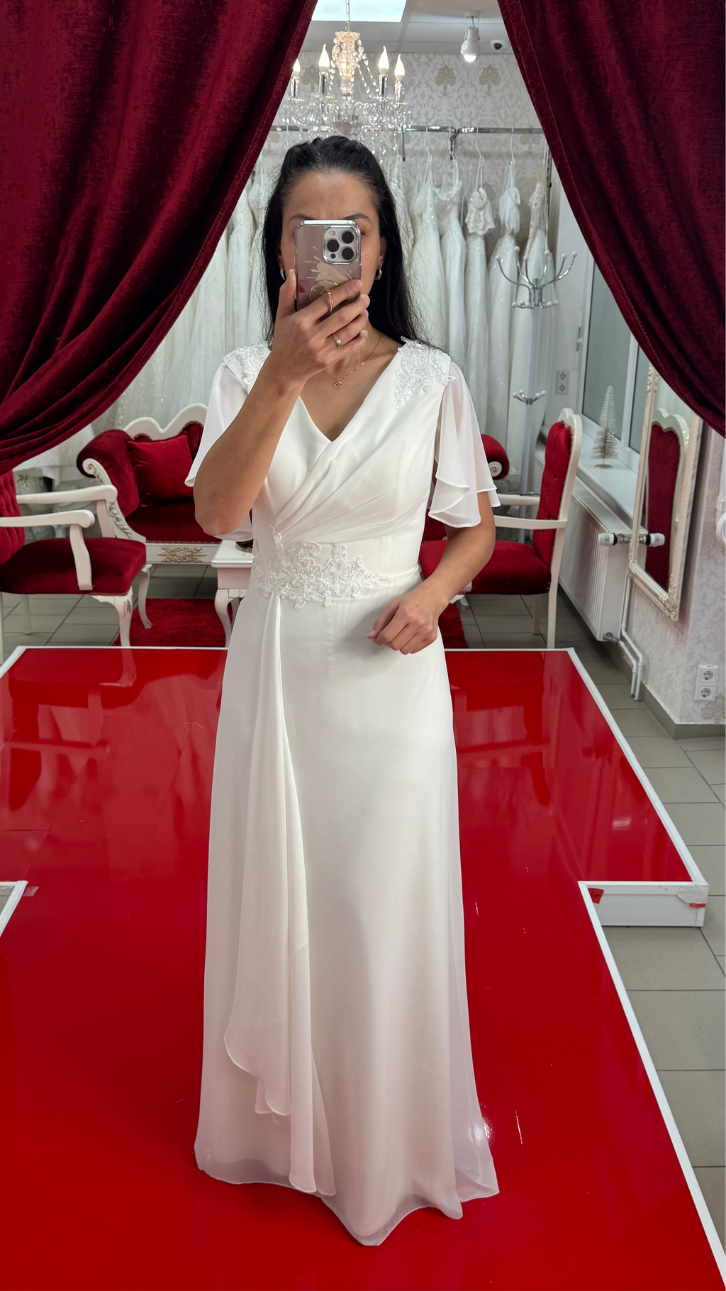 Standesamtkleid FK3324 – Chiffon in Ivory – Ansicht 1 | Lamia Mode