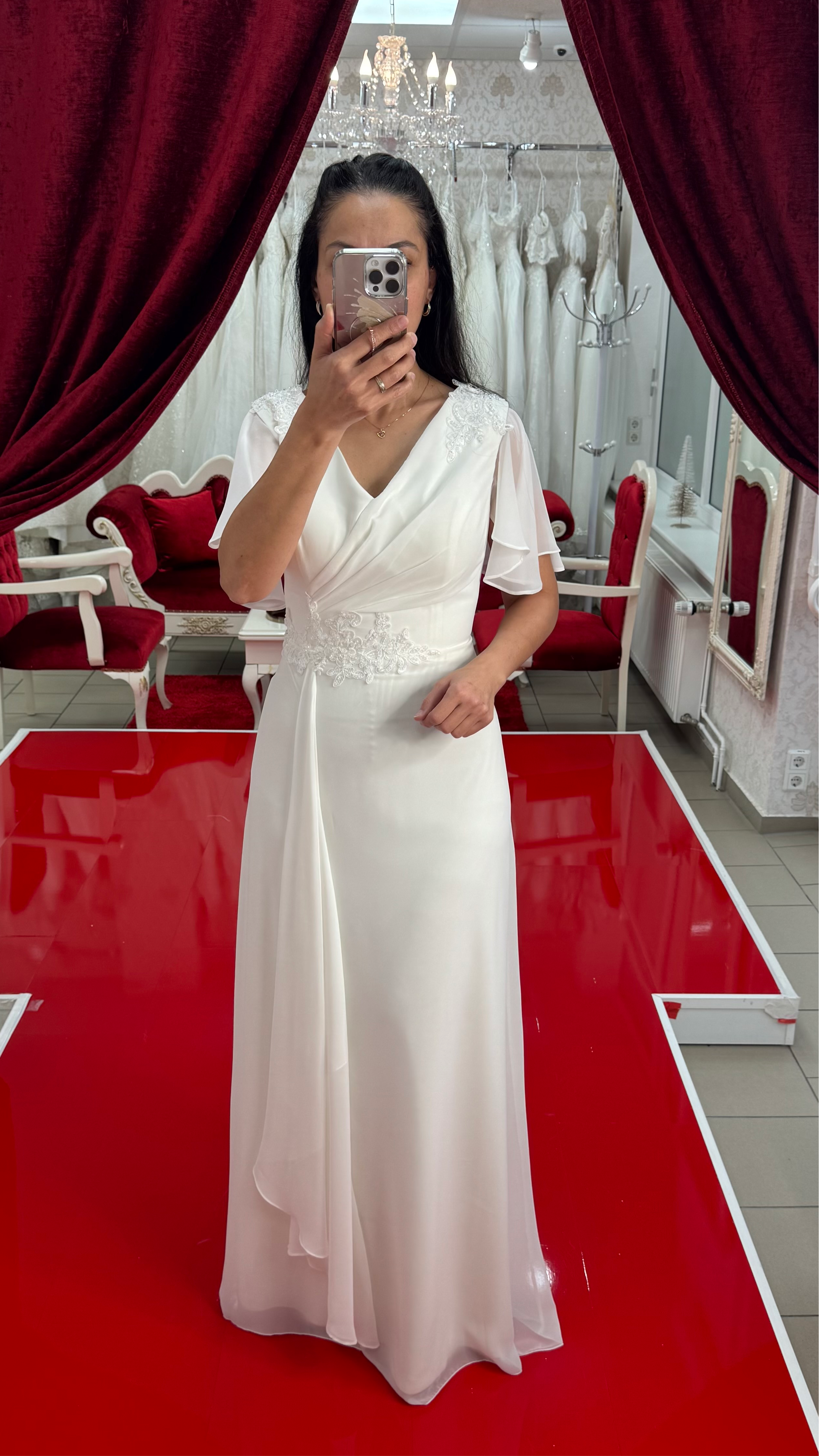 Standesamtkleid FK3324 – Chiffon in Ivory – Ansicht 1 | Lamia Mode