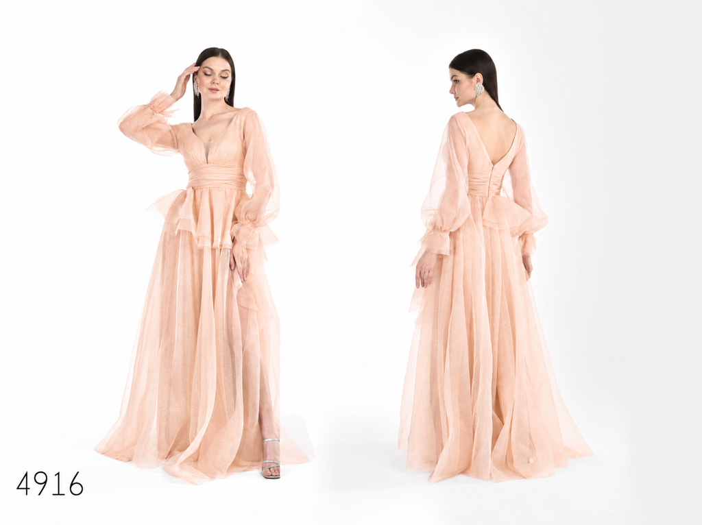 Abendkleid C4916 in Lachs – Lamia Braut & Abendmode