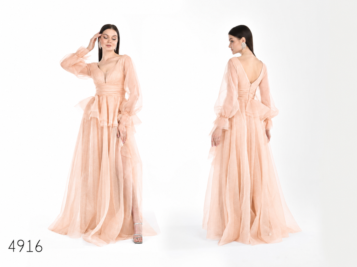 Abendkleid C4916 in Lachs – Lamia Braut & Abendmode