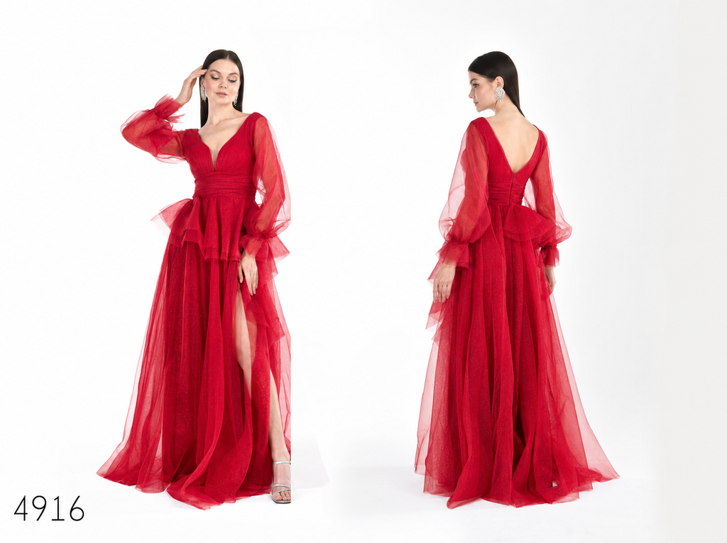 Abendkleid C4916 in Rot – Lamia Braut & Abendmode