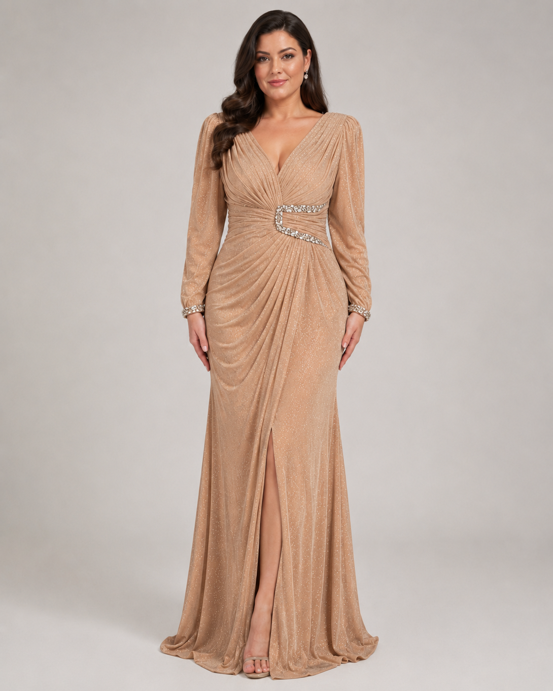 Abendkleid C5984 in Gold – Lamia Braut & Abendmode