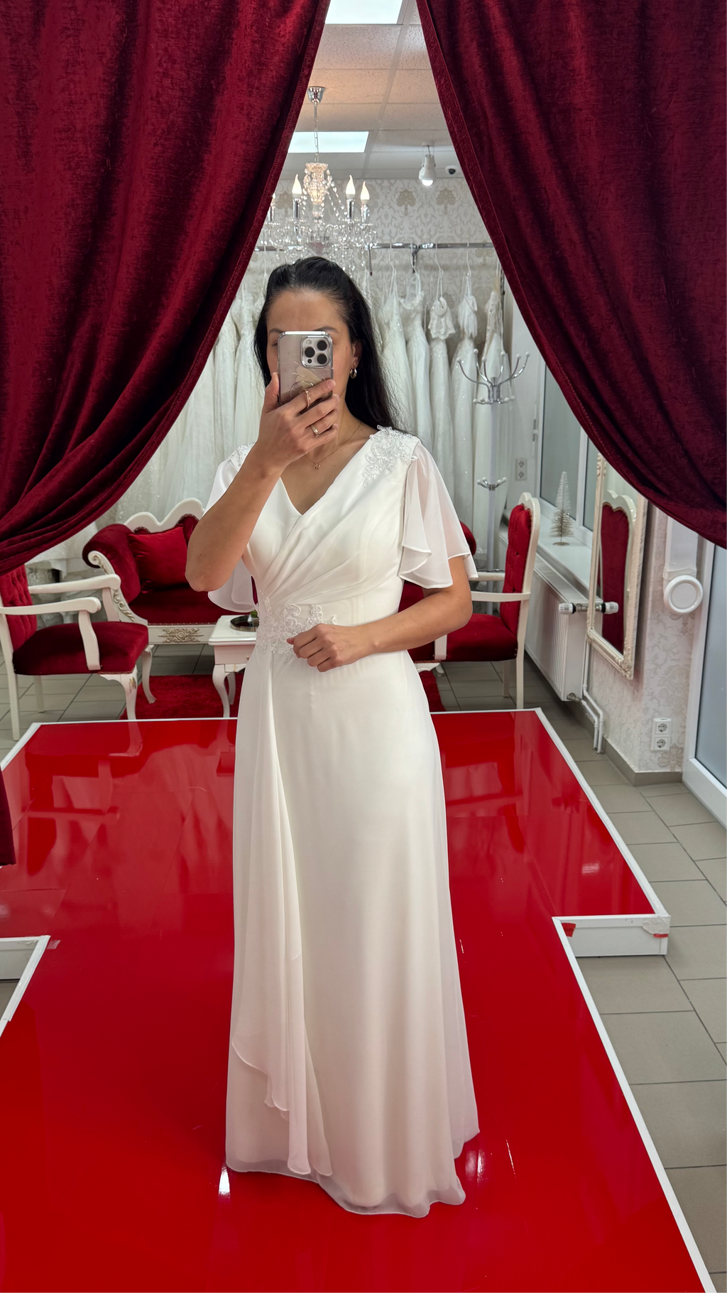 Standesamtkleid FK3324 – Chiffon in Ivory – Ansicht 2 | Lamia Mode