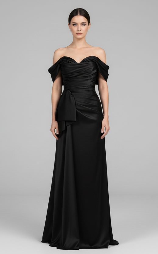 Elegantes Abendkleid mit Off-Shoulder-Design & Drapierung C2117 in blau – Ansicht 5 | Lamia Mode