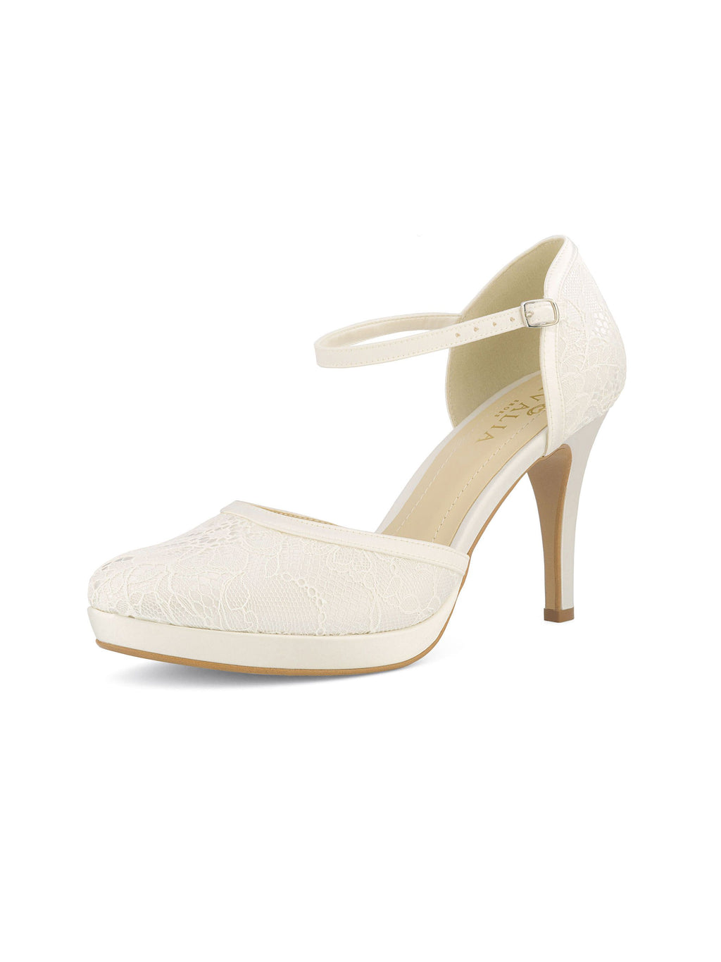 MAYA Avalia Schuhe, Spitze und Satin, 9,5 cm in creme-1 – Ansicht 4 | Lamia Mode