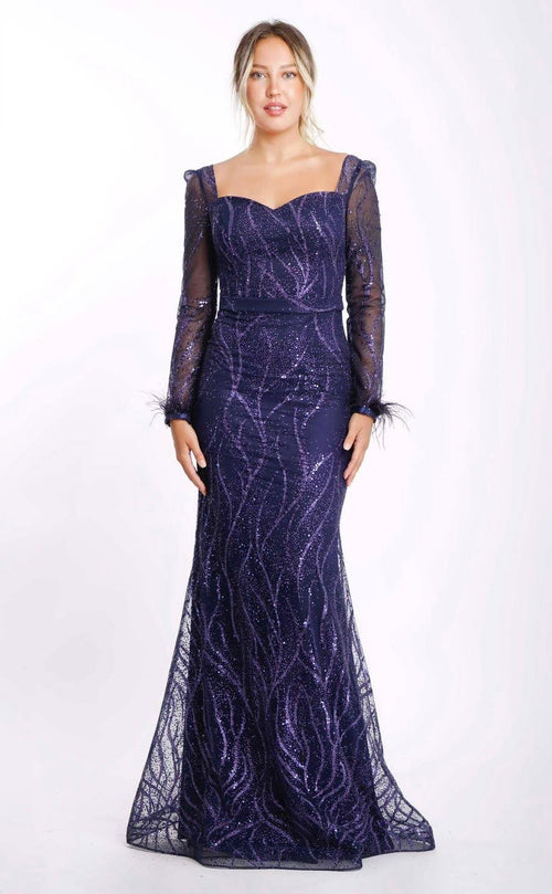 Abendkleid M173 – figurbetonte Passform in Dunkelblau – Ansicht 2 | Lamia Mode