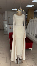 Standesamtkleid A588 – Perlen und Pailletten in Beige – Ansicht 2 | Lamia Mode