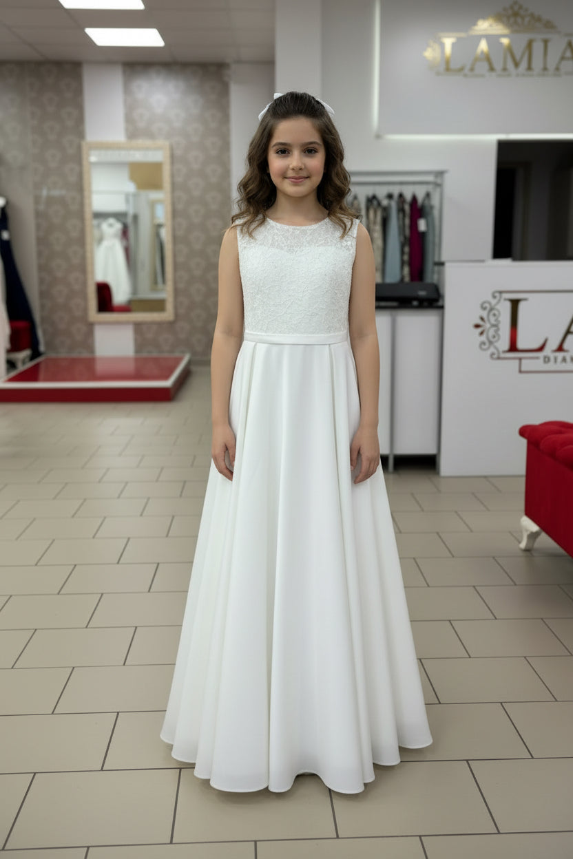 Kommunionskleid „Elara“ in creme – Ansicht 1 | Lamia Mode